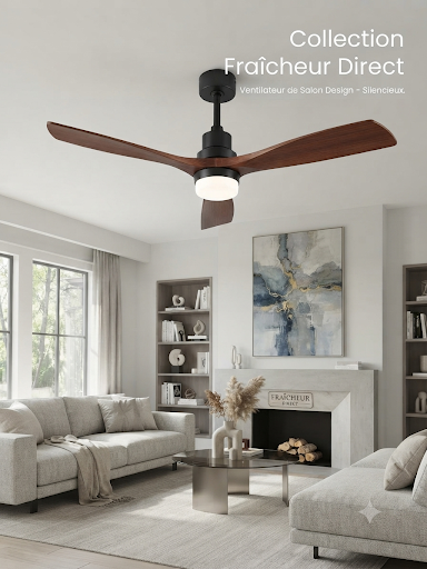 Ventilateur de plafond Moderne "Élégance bois" Avec Éclairage LED Intégré - silencieux & Économique